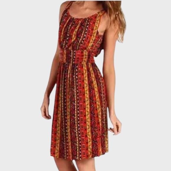 Lucky Brand Tank Dress Womens Size XL Strappy Sundress Bohemian Aztec Stripe - Picture 1 of 12